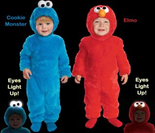 Child Toddler TV Show Sesame Street Cookie Monster Elmo Light Up Plush Costume