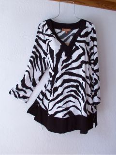 New $79 Ellen Tracy Black White Zebra Print Animal Blouse Shirt Top 16 18 14 XL