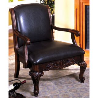 Classic Antique Dark Cherry Finish Solid Wood Accent Chair