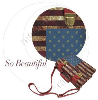 Women Retro American Flag Totes Messenger Shoulder Sling Purses Bag Handbag