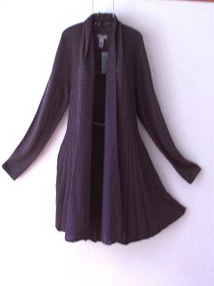 New Long Charcoal Gray Cardigan Sweater Duster Jacket Top Coat 12 14 L Large
