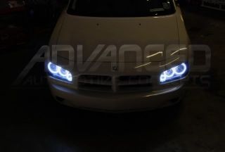 Dodge Charger White LED Halo Headlights Rings Demon Eye