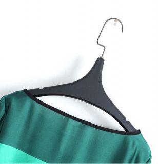 New Womens Fashion Round Neck Green Embroidery Print Retro 3 4 Sleeve Dress B978
