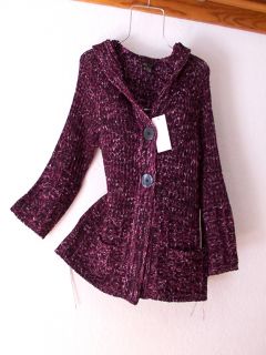 New $160 BCBG Black Pink Tweed Sweater Coat Cardigan Jacket Top 4 6 2 s Small