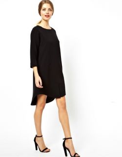 Womens European Fashion Short Sleeve Crewneck Back Zip Loose Dress B3790MS