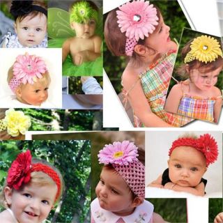 Cute Baby Girls Crochet Headband Daisy Flower Hair Clip  Wholesale