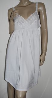 New Victorias Secret Size L Nightgown White Cotton Knit Eyelet Trim Nightie LRG