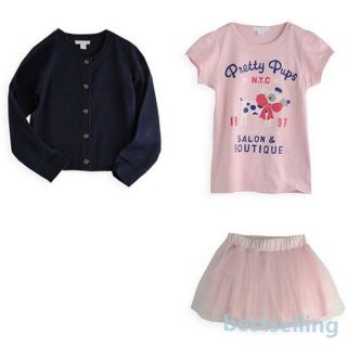 Girls Prince T Shirt Coat Skirt Outfit Tutu Dress 3pcs Party Clothing 0 5 Years