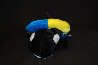 Six Flags Killer Whale Blue Yellow Float Shamu 8" Plush Stuffed Toy