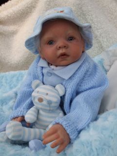 Gorgeous Lifelike Reborn Baby Boy Doll Silicone Vinyl Rooted Hair