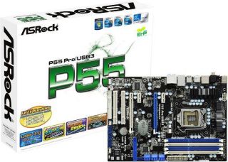 ASRock ATX Motherboard P55 Pro USB3 Socket LGA 1156 Intel i7 i5 i3 CPU SATA DDR3