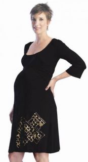 Japanese Weekend Maternity Sexy Black Gold Foil Dress