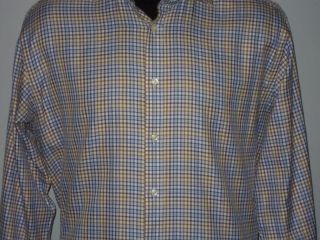 TAILORBYRD Blue Brown Plaid Rock N Roll Club Party Dress Buttonfront Shirt L