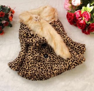 Hot Baby Toddlers Girls Faux Fur Leopard Coat Kids Winterwarm Jacket Snowsuit