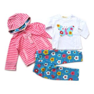 Baby Girl 3pcs Butterfly Flower Clothes Outfit Coat T Shirt Pants 6 36M YG