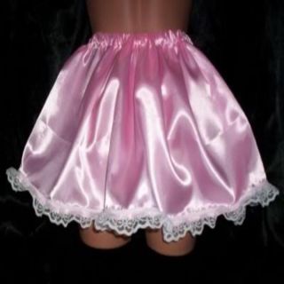 Adult Sissy Womens Mens TV Feminine Sexy Pink Satin Ultra Mini Skirt Flirty