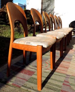 6 Teak Solid Wood Dining Chairs Top Quality Mid Century Danish Modern 1970'S