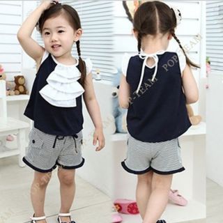Girls Kids Clothes Personality T Shirt Top Pants 2pc Outfit Set Sleeveless TYE7