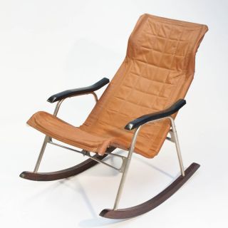 181699743 Danish Folding Rocking Chair Flex Rocker Vintage Retro  