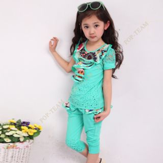 Girls Nation Beauty Clothes Summer Top Lace Pants 2pc Outfit Set 7 15y Suit TYC7