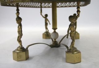 Art Nouveau Coffee Table Marble Brass Cherubs 1930's Art Deco
