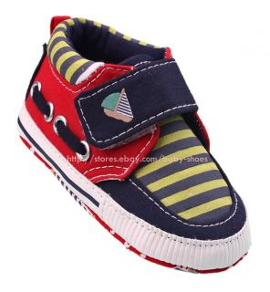 Infant Baby Boy Strip Boat Shoes Soft Sole Crib Sneaker Newborn to 18 Months