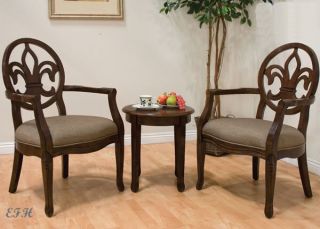 3pc Ellis Walnut Finish Wood Accent Chairs End Table