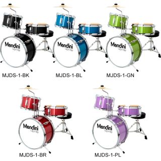 Mendini 13" 3 Pieces Junior Kids Child Drum Set Kit Black Blue Green Purple Red