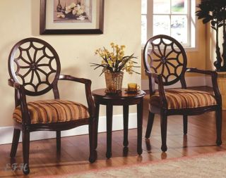 New 3pc Dacoma Walnut Finish Wood Accent Chairs End Table Set