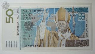 Poland 2006 John Paul II 50 Zlotych P 178 Commemorative Banknote in Folder UNC