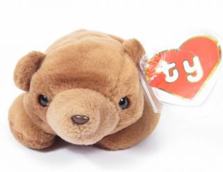 Candy Spelling's Beanie Baby Brownie Bear 1993 4010 1st Gen Heart Tag UK Sticker