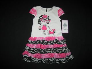 New "Diva Pooch" Zebra Rumba Dress Girls 2T Spring Summer Clothes Toddler Kids