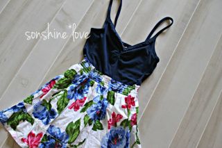 Hollister Abercrombie Bright Floral Color Block Summer Sun Dress Pretty XS