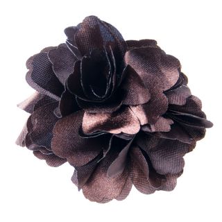 Pretty Lady Brown Satin Silk Peony Hair Clip Corsage Brooch Flower for Wedding