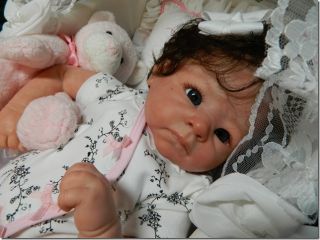 Adorable Andi Awake w COA Human Hair Cradle Kit Linda Murray Reborn Baby With