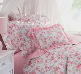 Shabby Cottage Chic Wicker Chair Sofa Pillow Pink Roses