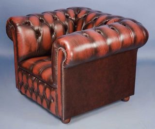 Antique Style Churchill English Leather Chesterfield Club Chair