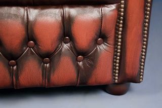 Antique Style Churchill English Leather Chesterfield Club Chair