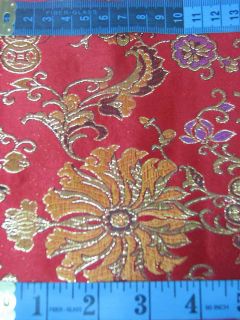 Chinese Brocade Fabric Material Gold on Red Longlive Upholstery by Yard