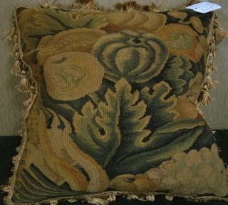 Pair 18" Antique Repro French Aubusson Tapestry Weave Decorative Pillow Cushion