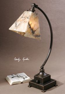 Marble Shade Oil Rubbed Bronze Metal Desk Lamp Table Task Lighting Light New
