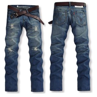 Hot Classic Men Stylish Designed Straight Slim Fit Trousers Casual Jeans Pants
