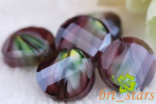 20 Pcs Gorgeous Plum Colorful Tile Crystal Lampwork Art Glass Beads 14mm CR538