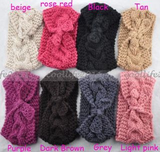 Stylish Crochet Handcrafted Removable Bow Headband Hair Band Cable Knit Knitted