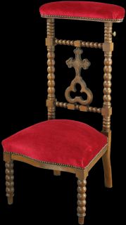 Antique French Prayer Chair Prie Dieu Kneeler Cross
