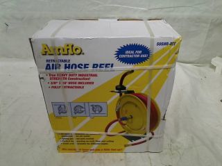 Amflo 505hr Ret Auto Open Hose Reel with 250 PSI 3 8" x 50' Red Rubber Air Hose