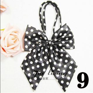 Lady Gifts Sexy Black Background White Point Adjustable Girl Women Bow Tie
