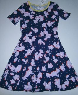 Girls Dreampop Dress M 10 12 Cotton Knit Soft Navy Blue Lavender Purple New