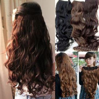 Hot Fashion Full Head Clip Curly Wavy Women Synthetic Hair Extension Extensions