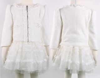 Junoesque Baby Girls 2pcs Puff Sleeve Cardigan Tutu Tulle Skirt Kids Sets Suits